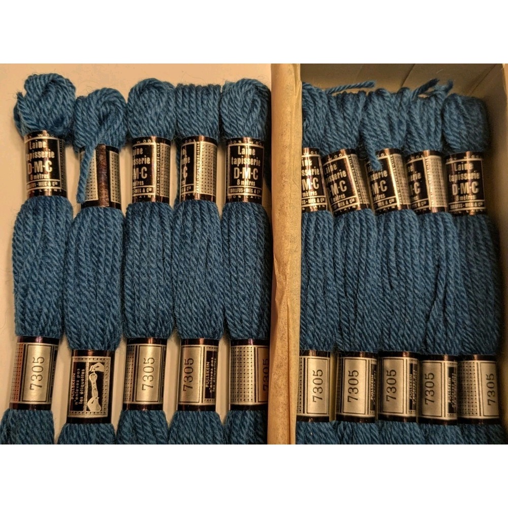 10 Skeins Laine Tapisserie DMC 100% Wool 8 Meters ea #7305 Dark Wedgwood Blue